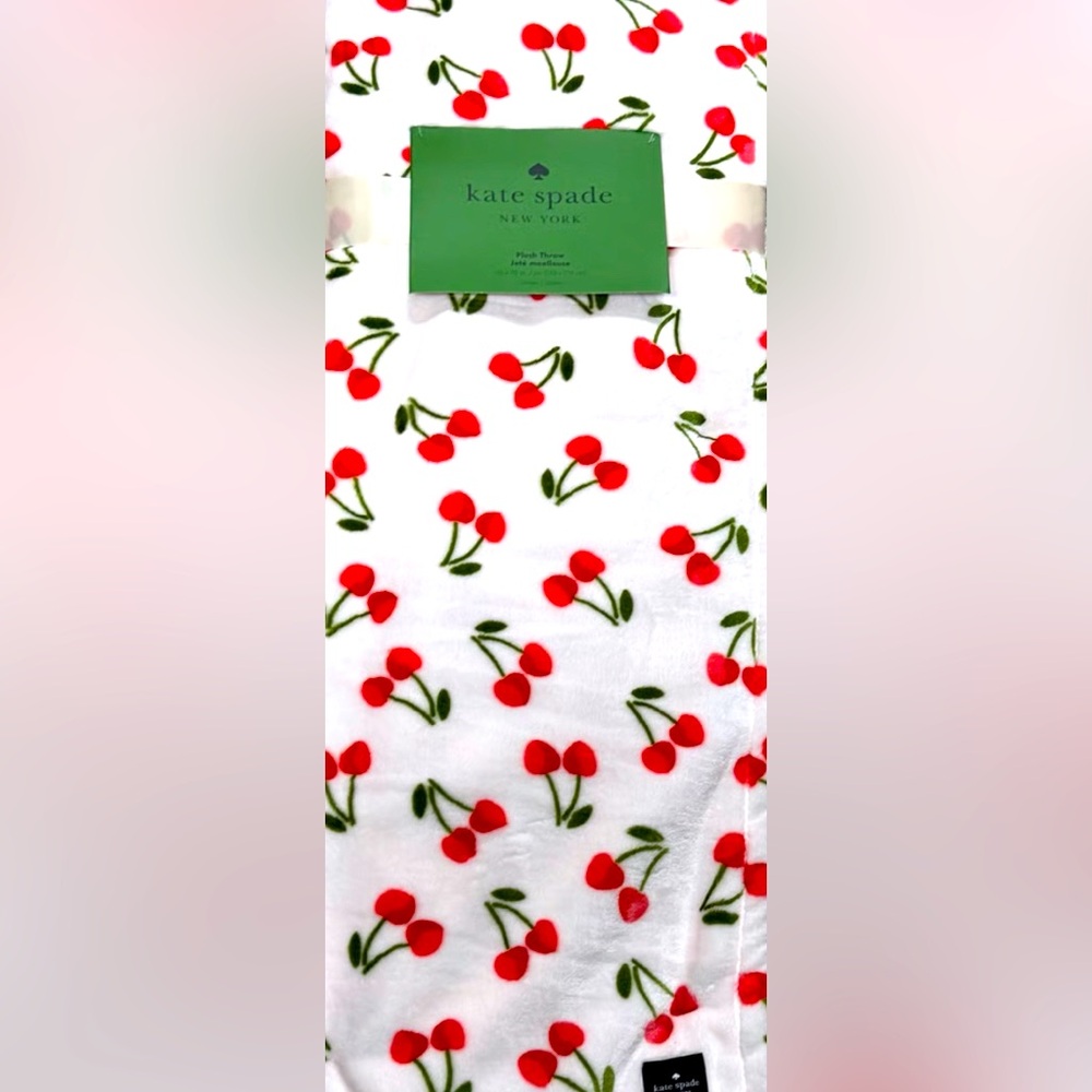 Kate Spade~Plush Blanket 🍒Red Cherry🍒🆕 - Picture 4 of 5